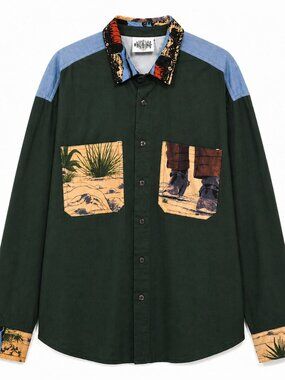 Kiki Layne Western Graphic Button-Up Shirt Men’s One Size Cowboy Print Statement